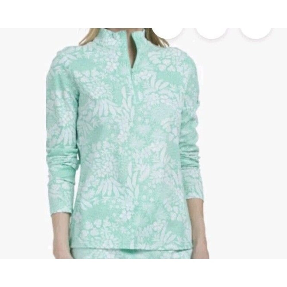 Tommy Bahama Everyday Active Golf /4 Zip Pullover Mint Green Floral Women's Sz S